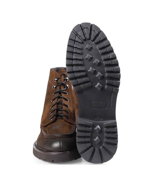Doucal's Brown Dark Suède Combat Boot for men