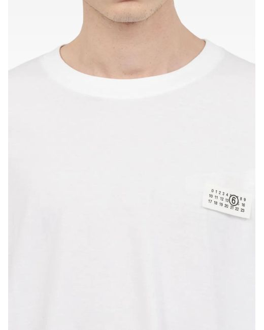 MM6 by Maison Margiela T -shirt Met Nummerpatch in het White