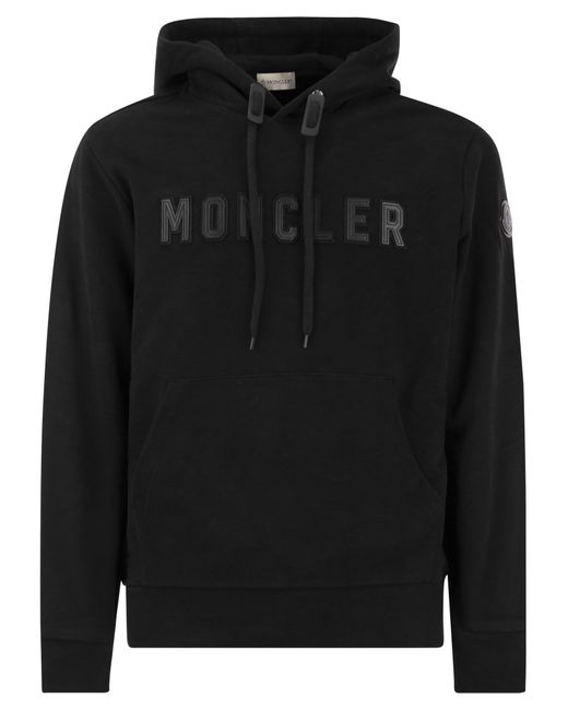 Moncler Logo Gedrukte Hoodie in het Black voor heren