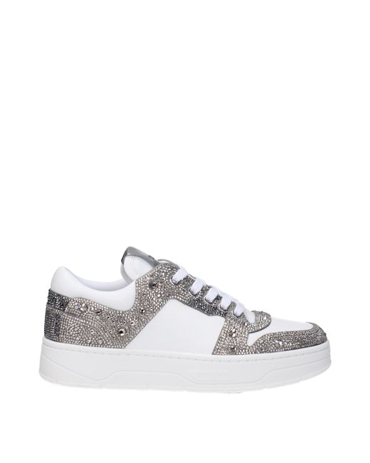Jimmy Choo Sneakers Florent Dames Leer Wit/zilver in het White