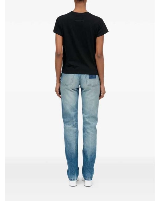 MM6 by Maison Margiela Black Printed T Shirt