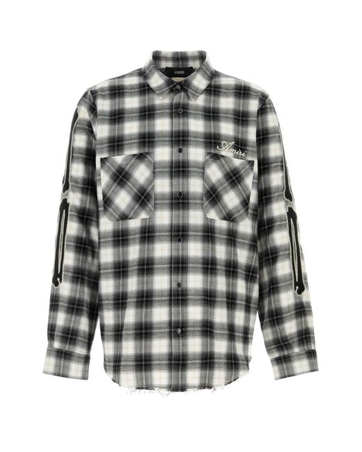 Amiri Multicolor Embroidered Flannel Shirt for men