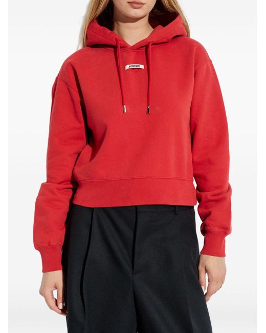 Jacquemus Red Hoodie mit Logo-Patch