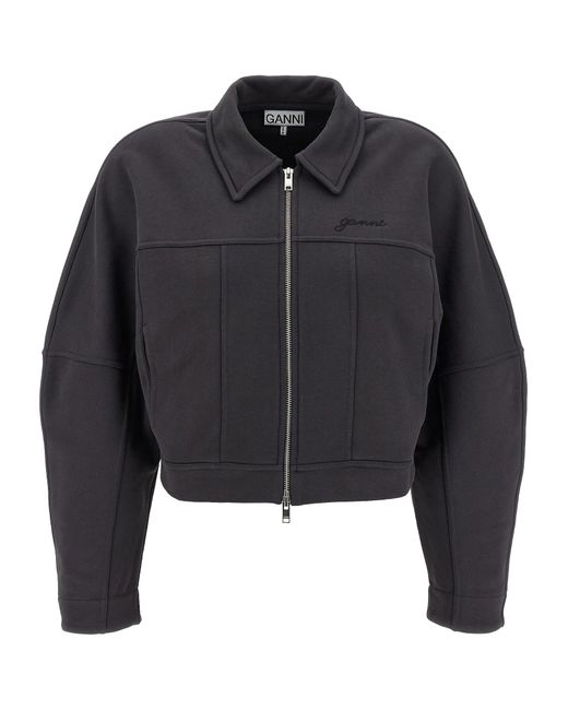 Ganni 'heavy Terry Jersey' Bomberjack in het Black