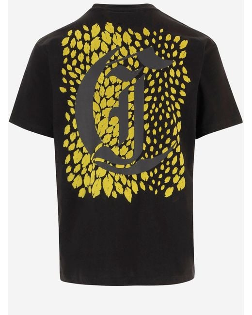 Just Cavalli Black Printed Cotton T Shirt