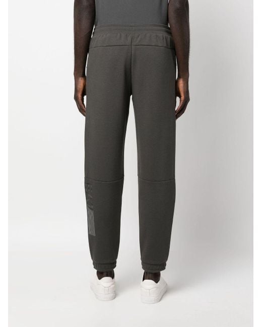 EA7 Gray Logo-print Drawstring Pants for men