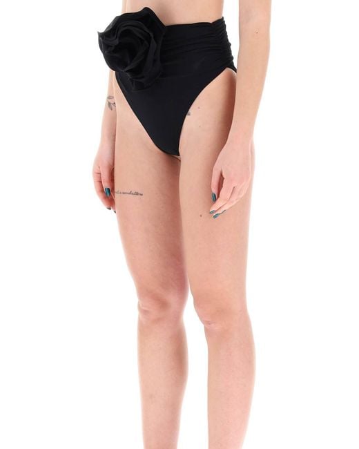 Slip de bikini taille haute avec clip fleur Magda Butrym en coloris Black