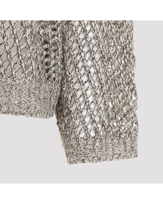 Brunello Cucinelli Gray Fish-Net Sweater