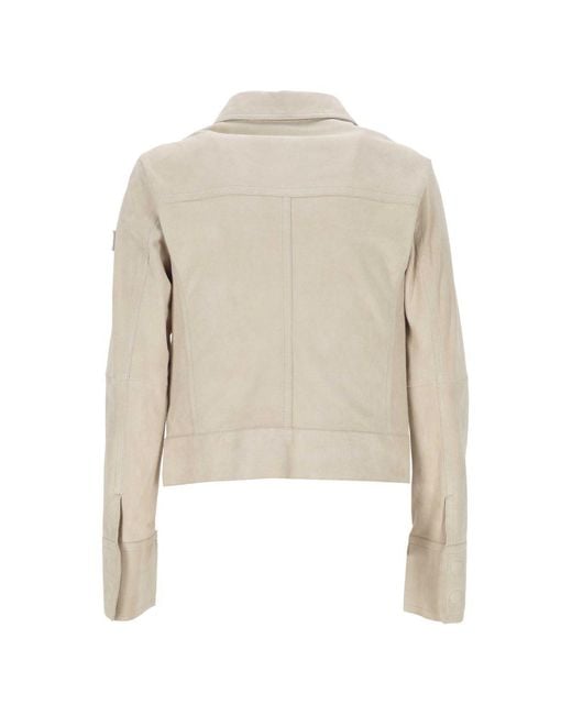 Peuterey White Lya Suede Leather Jacket