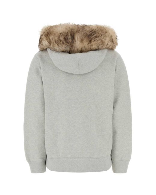 Prada Gray Solid Hood Sweatshirt