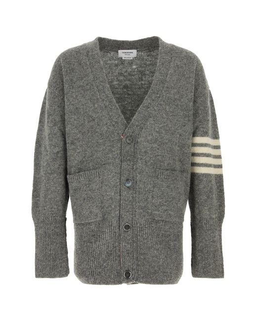 Thom Browne Gray V Neck Cardigan for men