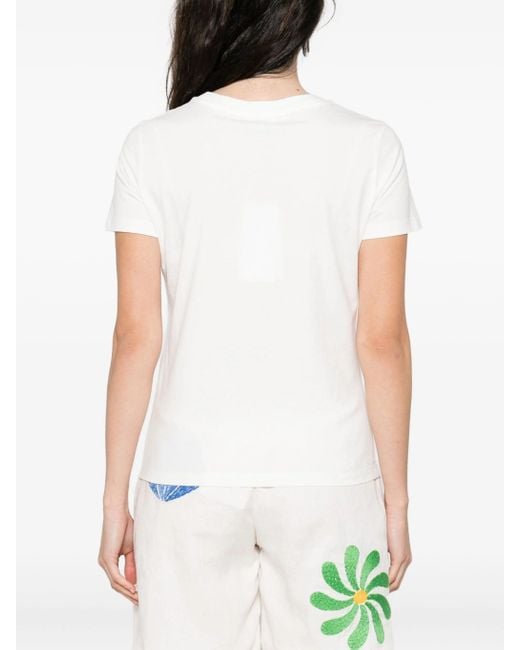 KENZO T-Shirt Met Bloemenprint in het White