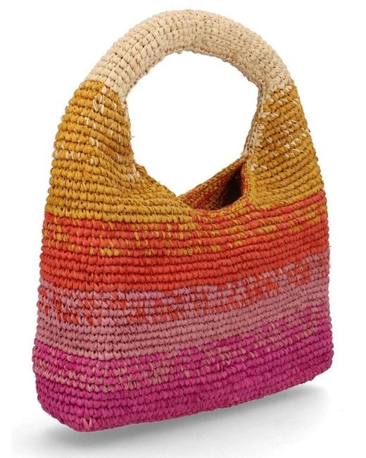 Manebí Gray Mini Raffia Handbag For