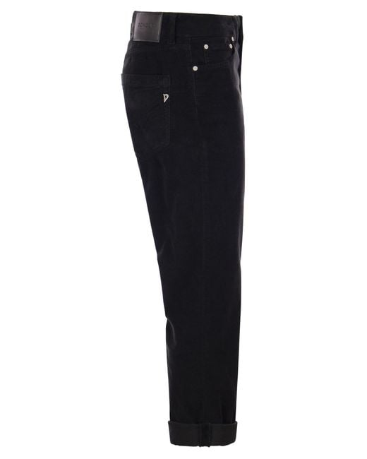 Dondup Blue Koons Multi Striped Velvet Trousers With Jewelled Buttons