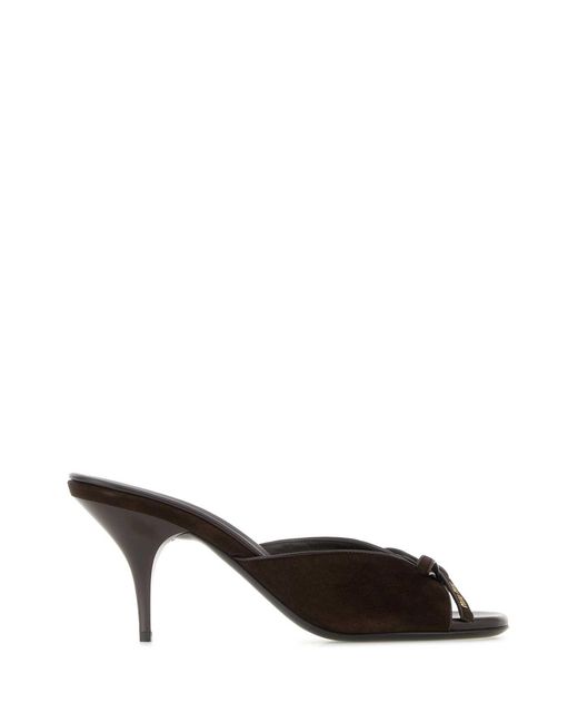 Miu Miu Black Chocolate Suede Leather Mules