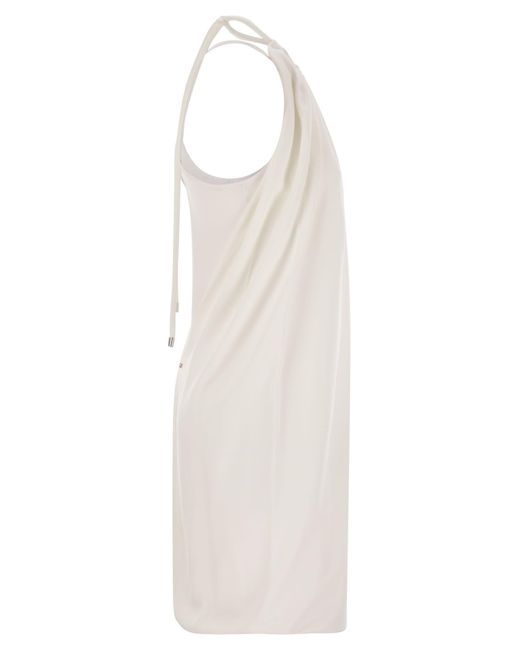 Sportmax White Arizona1234 kurzes Viskose -Kleid