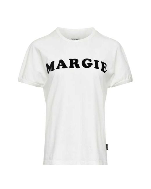 MM6 by Maison Margiela White Margie Printed T Shirt
