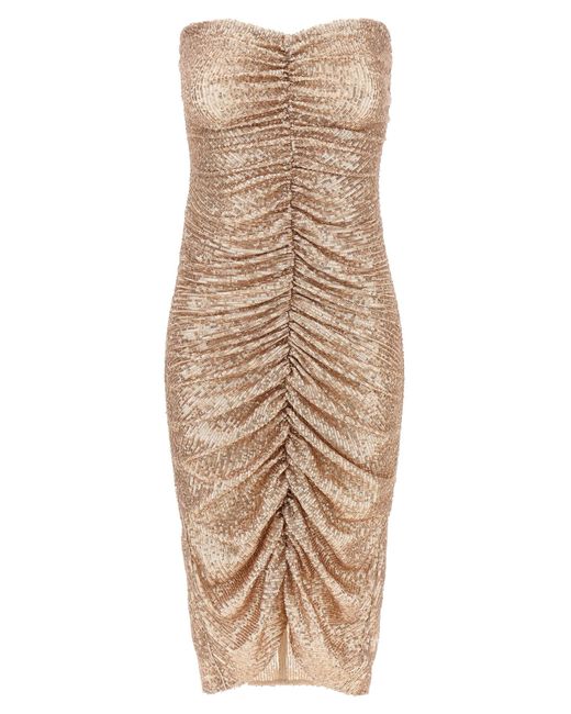 Norma Kamali 'strapless Shirred Front' Jurk in het Natural