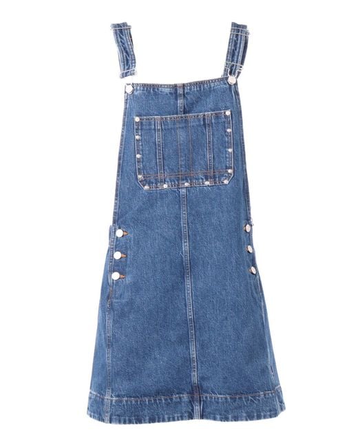 7 For All Mankind Blue Dark Dungaree Dress Le