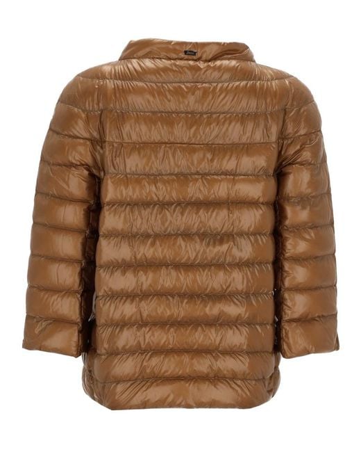 Herno Brown Sofia Iconico Cropped Down Puffer Coat