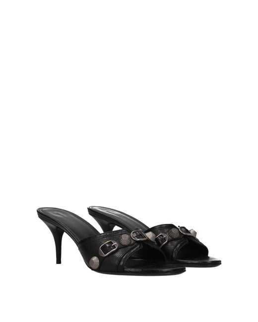 Balenciaga Black Cagole Sandals Leather