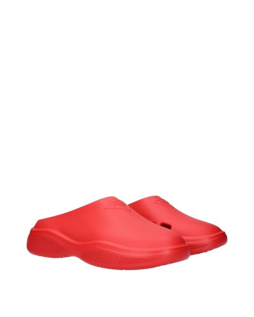 Prada Red Slippers And Clogs Mellow Rubber