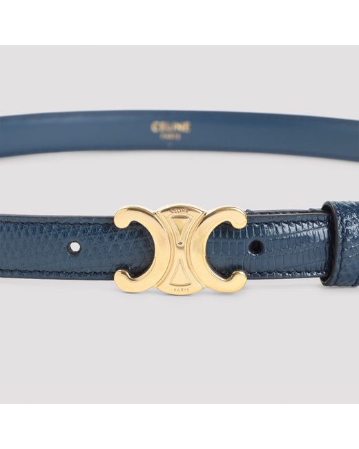Céline Blue Triomphe Lizard Leather Belt