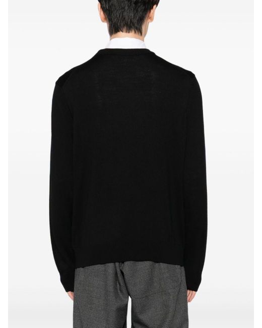 Maison Kitsuné Black Fox Head Wool Crewneck Sweater for men