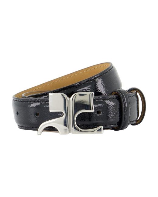 Courreges Black Schwarzer Leder Gürtel