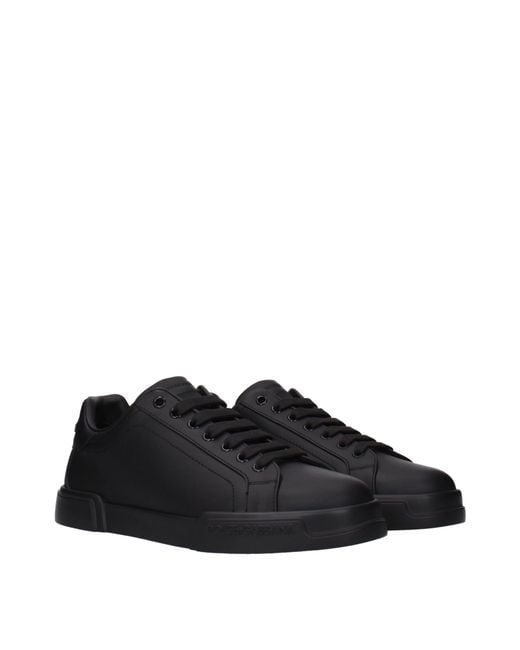 Dolce & Gabbana Black Portofino Uomo Sneakers Leather