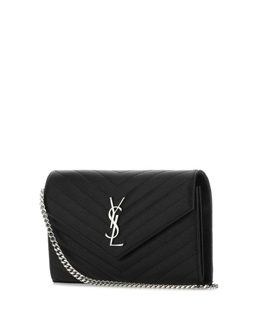 Saint Laurent Black Leather Clutch