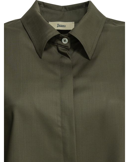 Herno Green Virgin Wool Casual Shirt