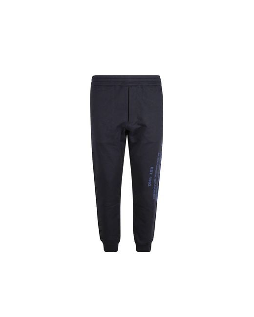 McQueen Blue Cotton Logo Sweatpants for men