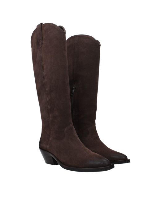 Ash Brown Stivali Dolly Donna Camoscio Marrone/Testa Di Moro