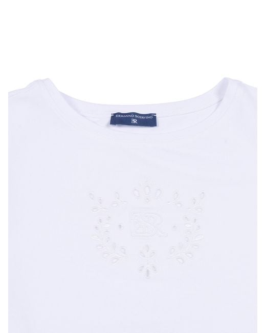 Ermanno Scervino White T Shirt Con Nodo Jersey D