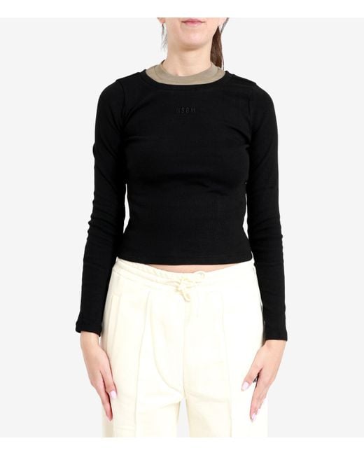 MSGM Black T Shirts And Polos