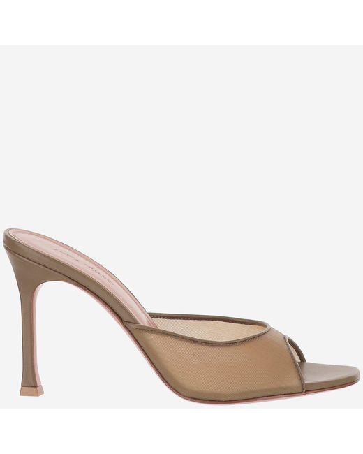 AMINA MUADDI Brown Open Toe Heels
