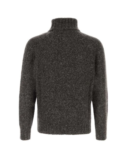 Brunello Cucinelli Gray Turtle Neck Sweaters for men