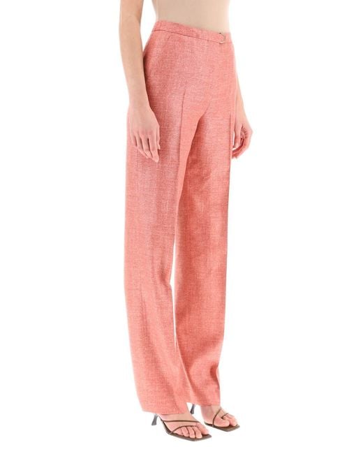 Agnona Red Silk, Wool And Linen Trousers