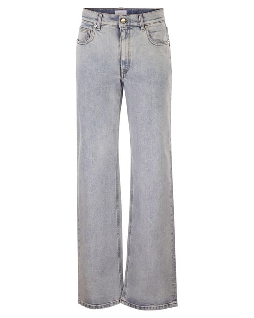 Fabiana Filippi Gray Five-Pocket Denim Trousers With Diamond Detailing