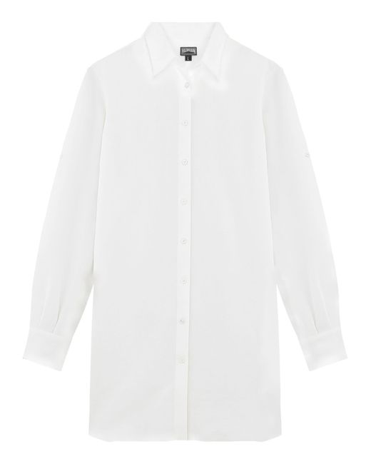 Vilebrequin White Linen Shirt Dress With Fluid Silhouette