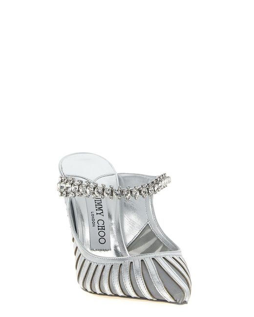 Jimmy Choo White Bing 65 Mesh & Leather Mule