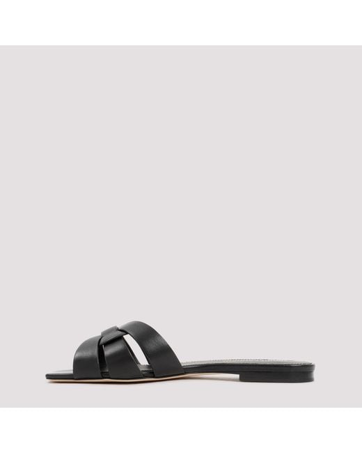 Saint Laurent Black Leather Tribute Flats