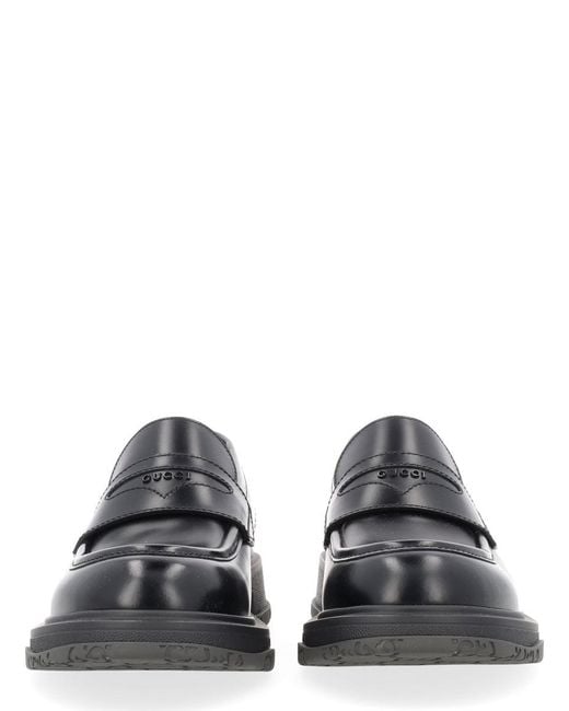 Gucci Gray Leather Loafer for men