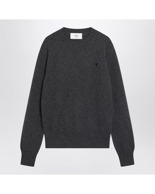 AMI Gray Anthracite Ami De Coeur Sweater for men