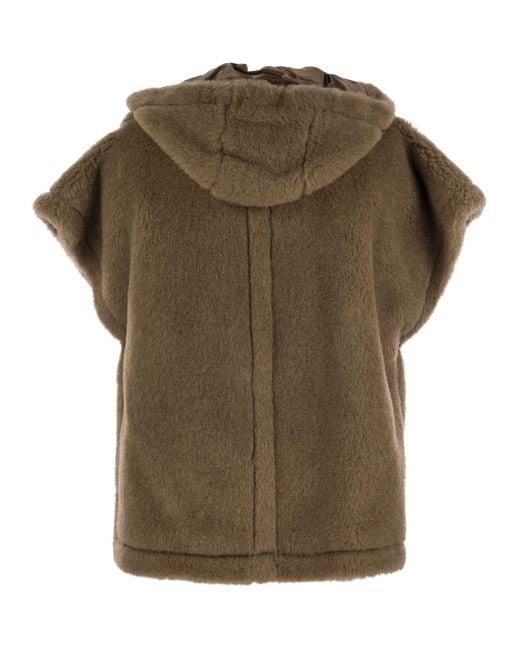 Max Mara Green Lanoso4 Teddy Fabric Vest Cape