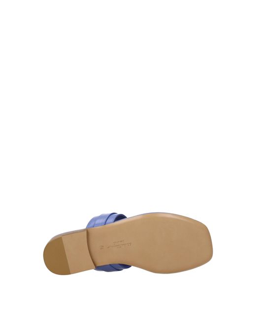 Ferragamo Blue Rikis Flip Flops/Lilac Leather