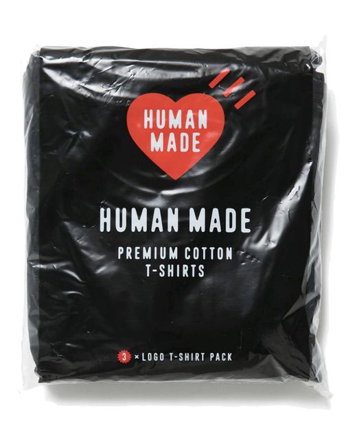 Pacchetto di magliette per umani di Human Made in Black da Uomo