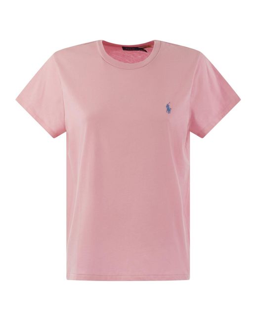 Camiseta de algodón de la tripulación de Polo Ralph Lauren de color Pink