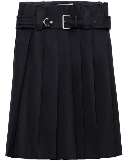 Prada Geplooide Rok Met Riem in het Black